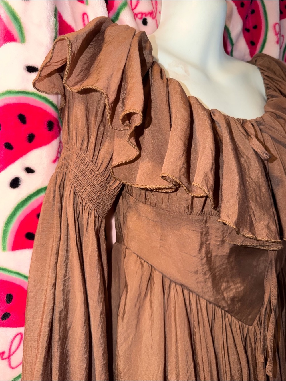 🤎 Cider Milkmaid Ruffled Romper - Picture 4 of 7